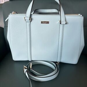 Kate Spade Blue Satchel with Structured Design and Detachable Strap